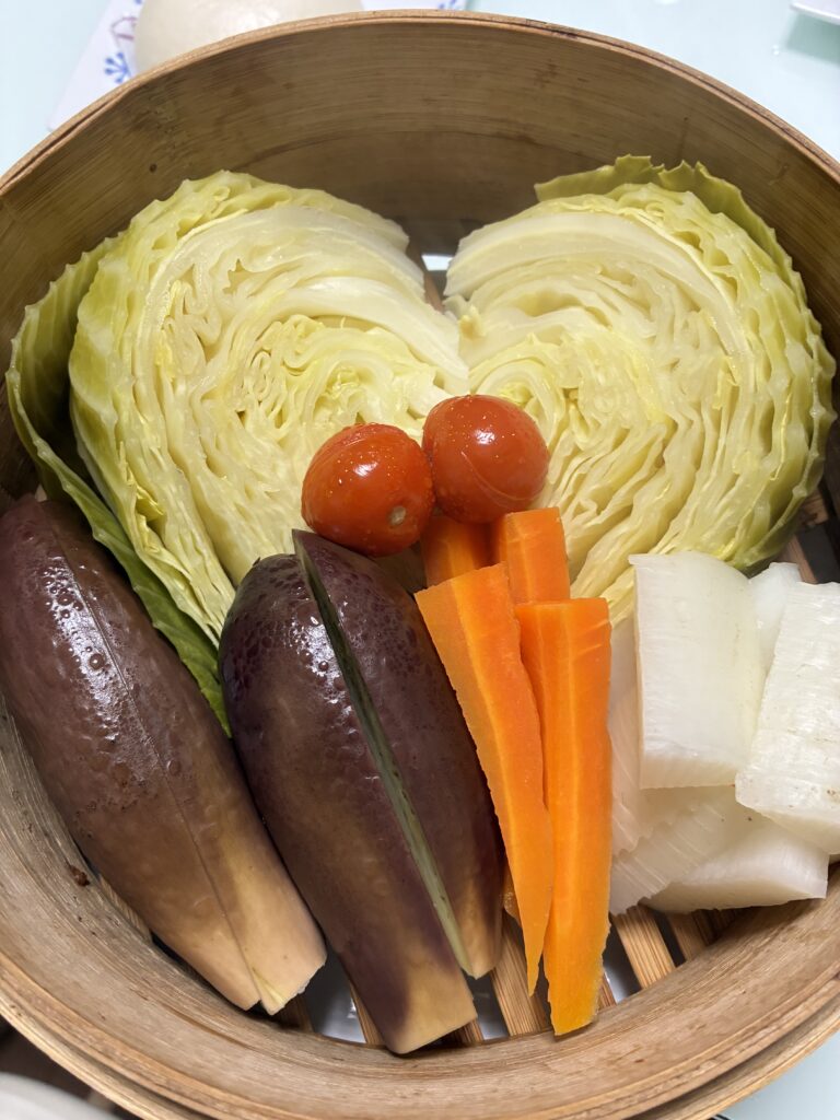 パルシステムの食材とせいろで作った蒸し野菜ごはん